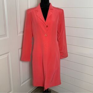 Vintage Victoria Holley Silk Trench Coat Duster Pink Woman’s size 8 Jacket